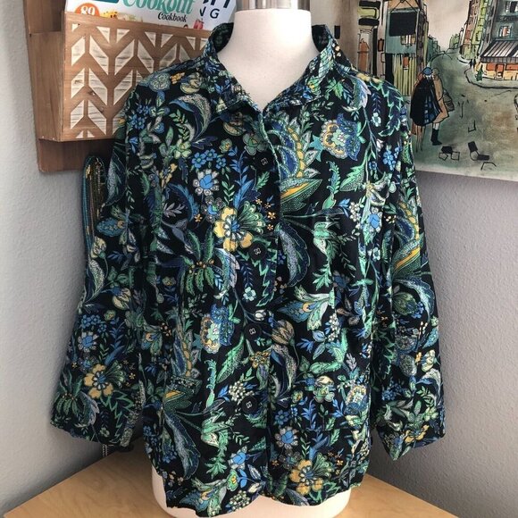 Charter Club Button Front Jacket - Paisley Floral Whimsy Core - Picture 2 of 10